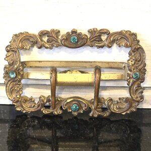 Antique Fishel Nessler Sash Buckle Art Nouveau Brass Jeweled Victorian Edwardian